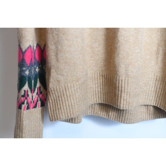 CeCe “Fair Isle” Heather Nordic Knit Sweater Camel Pink Camel Preppy Size XS - Picture 4 of 11